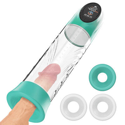 Green Pioneer – 4 Druckstufen und 9 Saugmodi – Wasser-Penispumpe mit LCD-Display