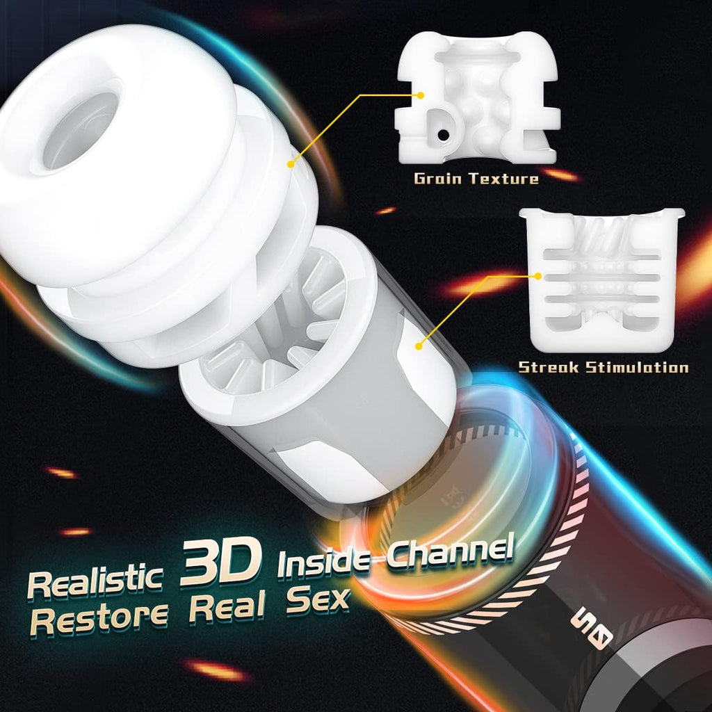 Elektrischer Masturbator Cup mit 8 Teleskop Rotierende Vibration Stoßfunktion, Sex Spielzeug für die Männer solo, Taschenmuschi Masturbieren für Männer Penis Masturbatoren, Sex Toys mit 3D Vagina