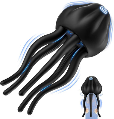 Masturbator Sexspielzeug für Paare Extrem Sex Toy mit 10 Vibrations Qualle Tentakel Penismassage Nippel & Klitoris Stimulator, Vibratorensets Penis Vibrator - Erotik Sextoysets für Ihn und Frauen