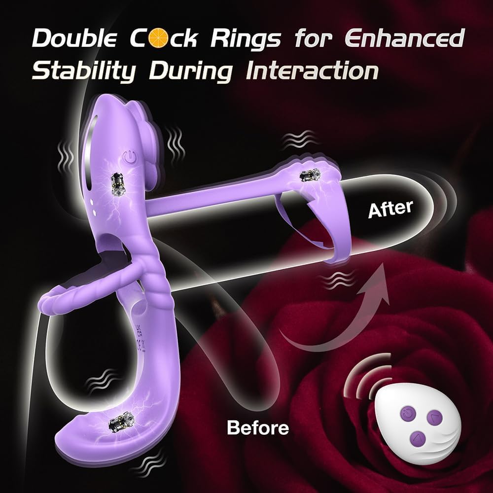 Penisring Vibrator mit 9 Modi Vibration 4 IN 1 Silikon Cockring Vibratoren für Sie Klitoris and G-punkt Verzögerte Ejakulation Erektion Verbessern Stimulation Penis Männer Sexspielzeug