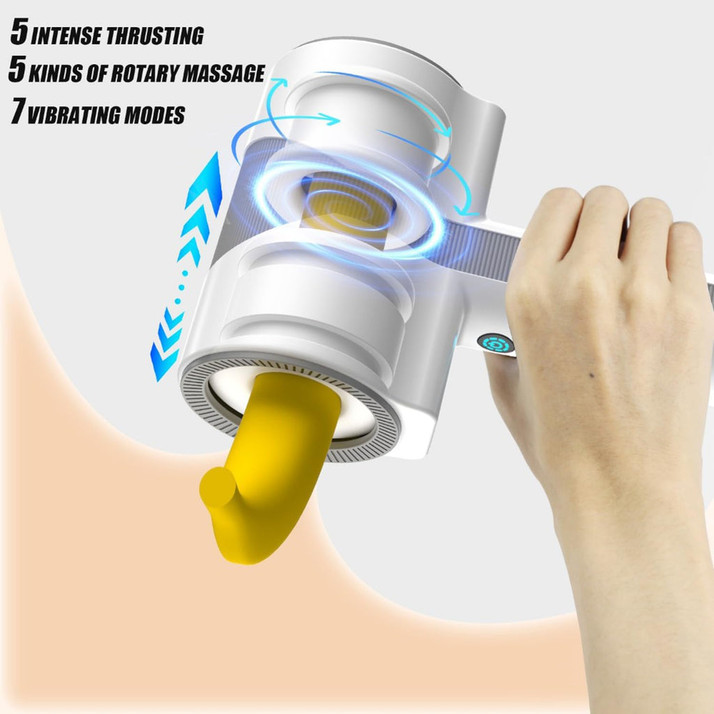 Elektrischer Masturbator Cup Handfrei mit 7 Vibrationsmodi und 5 Teleskop Rotationsmodi Waterproof Hands-Free Portable Masturbators Stroker Training Automatischer Elektrischer Masturbator