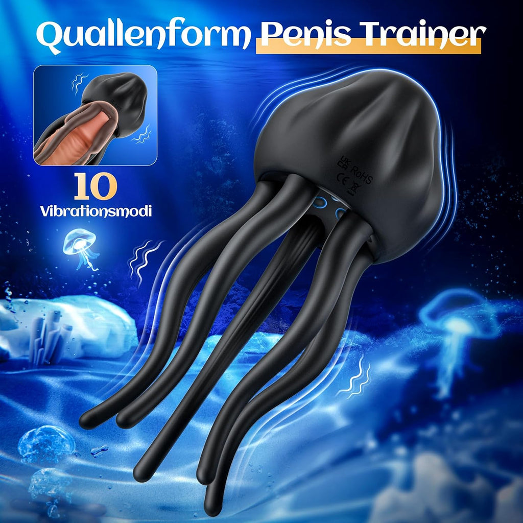 Masturbator Sexspielzeug für Paare Extrem Sex Toy mit 10 Vibrations Qualle Tentakel Penismassage Nippel & Klitoris Stimulator, Vibratorensets Penis Vibrator - Erotik Sextoysets für Ihn und Frauen