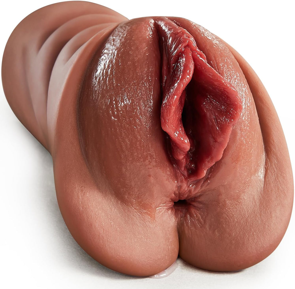 Realistischer Masturbator Taschenmuschi Silikon Masturbieren Sex Spielzeug mit 5D Klitoris Doppelkanal Masturbator Groß für Mann 2 in 1 Anal Erotik Sexspielzeug für die Männer solo