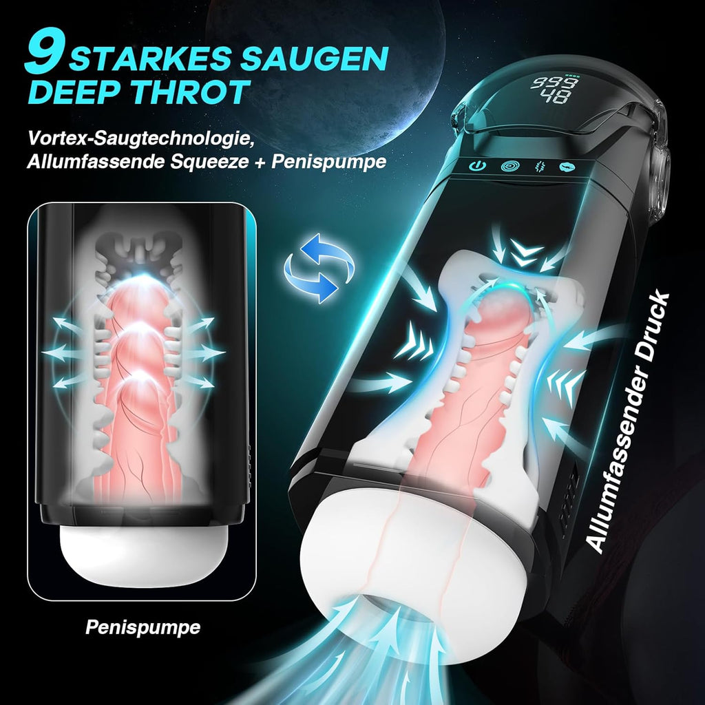 PRONFANS Sex Spielzeug für die Männer Masturbator, 9 Saugen & Stöße & Vibratorensets 3D Pussy Masturbieren für Männer Penispumpe, APP Taschenmuschi Blowjob Sexspielzeug Masturbatoren Penis Sex Toys
