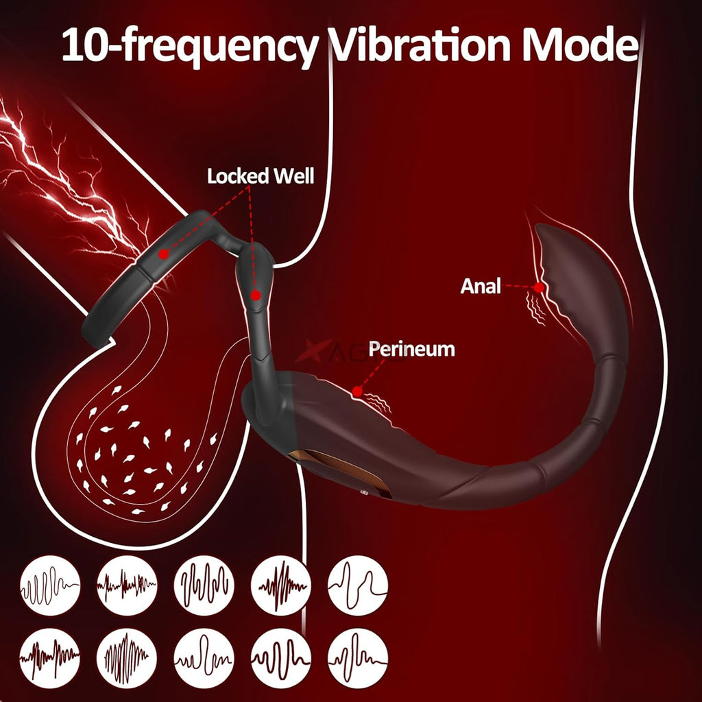 Vibrierender Penisring, Prostatamassagegerät, Analsexspielzeug, Analvibrator mit 9 Modi, Fernbedienung, vibrierender Analplug