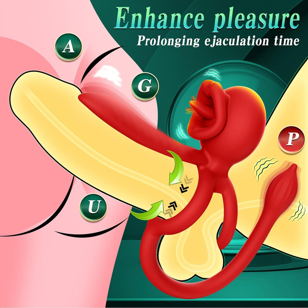 4 in1 Penisring Vibrator Prostata Stimulation APP Penisring Set Sex Spielzeug, Penis Vibrator Massagegerät mit 3 Vibrationsmodi Penis Hoden langanhaltende Erektion Sexspielzeug für Männer