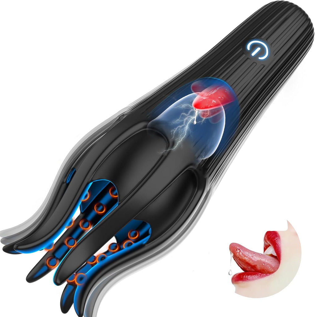 Masturbieren für Männer Penis Eichel Stimulator, Sex Spielzeug für die Männer Zunge Oralsex Masturbator 10 Modi, Vibratorensets Sexspielzeug für Männer Solo Paare Masturbatoren Taschenmuschi
