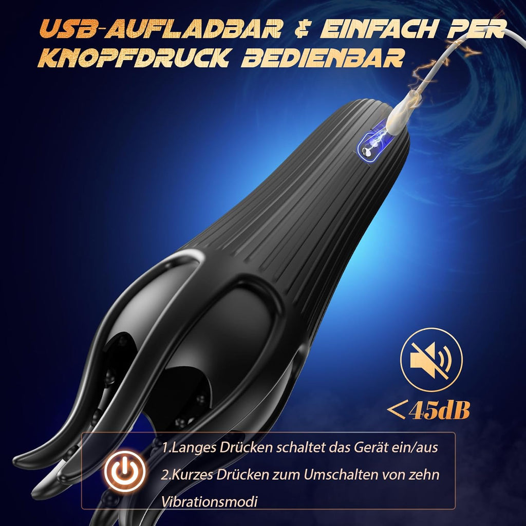 Masturbieren für Männer Penis Eichel Stimulator, Sex Spielzeug für die Männer Zunge Oralsex Masturbator 10 Modi, Vibratorensets Sexspielzeug für Männer Solo Paare Masturbatoren Taschenmuschi