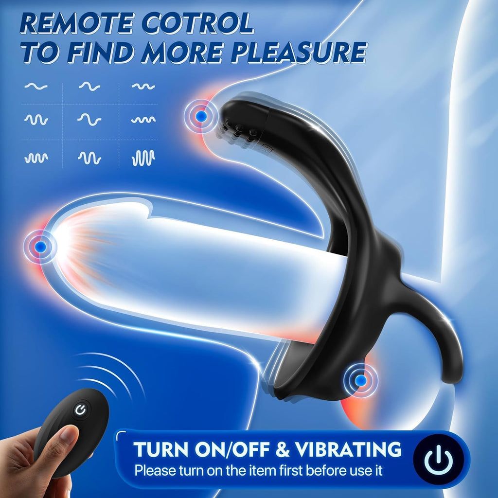 Eherson Penisring Vibrator, Penisringe Sex Spielzeug für Paare mit 9 Vibrationsmodi für Penis Hoden Perineum, Penis Ring zur Potenzsteigerung,Cockring Sex Spielzeug für die Männer Sexspielzeug