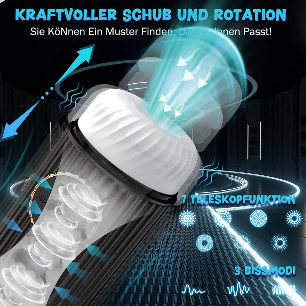 Elektrischer Masturbator Cup, Masturbieren für Männer mit 3 Saugmodi 7 Modi Teleskopfunktion, Sex Spielzeug für die Männer, Masturbieren für Männer, Taschenmuschi Penis Masturbatoren