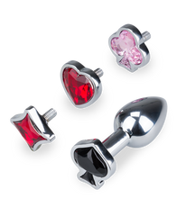 Load image into Gallery viewer, Analplug mit 4 austauschbaren Schmucksteinen Symbols