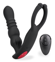 Load image into Gallery viewer, Analplug mit Hoden-Massager und Vibrations- und Stoßfunktion Ode