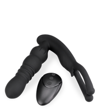 Load image into Gallery viewer, Analplug mit Hoden-Massager und Vibrations- und Stoßfunktion Ode