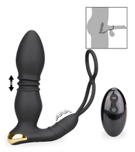 Load image into Gallery viewer, Analplug mit Stoßfunktion, Vibration und Cockringen Luck