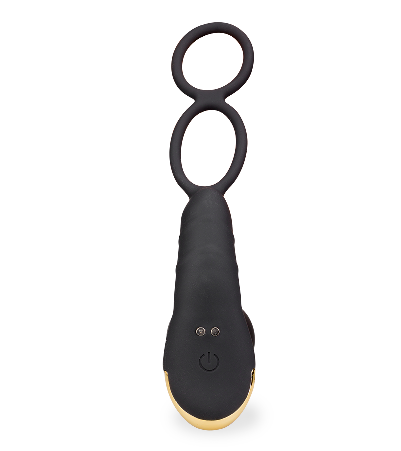 Analplug mit Stoßfunktion, Vibration und Cockringen Luck