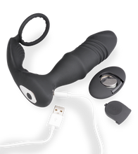 Load image into Gallery viewer, Analplug mit Vibration, Stoßfunktion und Cockring Clark