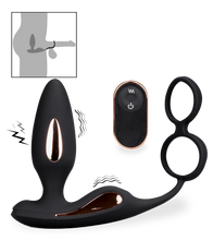 Load image into Gallery viewer, Analplug mit Vibration und Estim und Cockring Fever