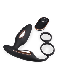 Load image into Gallery viewer, Analplug mit Vibration und Estim und Cockring Fever