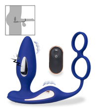 Load image into Gallery viewer, Analplug mit Vibration und Estim und Cockring Fever