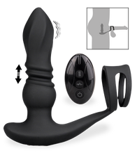 Load image into Gallery viewer, Analplug mit Vibrations- und Stoßfunktion und Doppel-Cockring Toronto