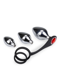 Load image into Gallery viewer, Analschmuck mit Doppel-Cockring und 3 Plugs