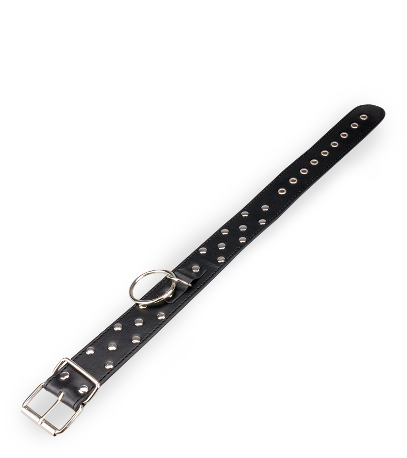 BDSM-Halsband mit Flachnieten, O-Ring und Leine