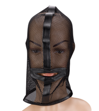 Load image into Gallery viewer, BDSM-Kopfhaube aus Netzstoff mit Mund-Öffnung