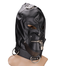 Load image into Gallery viewer, BDSM-Kopfmaske mit Reißverschluss am Mund und Schloss