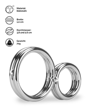 Load image into Gallery viewer, Doppelter Edelstahl-Penisring Eight