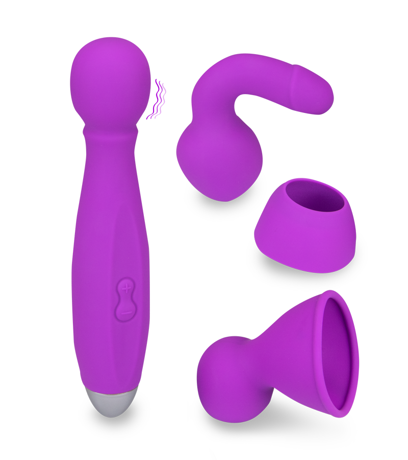 Fantasy Wand Vibrator Bowling mit 3 Aufsätzen