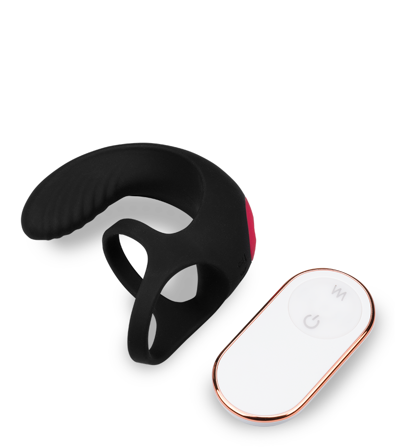 Ferngesteuerter Hoden-Massager mit Doppel-Cockring Shape