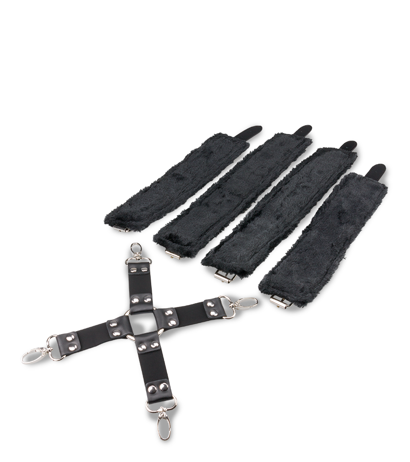 Fesselkreuz mit Hand- und Fußfesseln