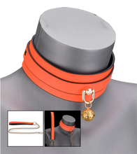 Load image into Gallery viewer, Fluoreszierendes Halsband mit Leine in Orange