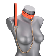Load image into Gallery viewer, Fluoreszierendes Halsband mit Leine in Orange