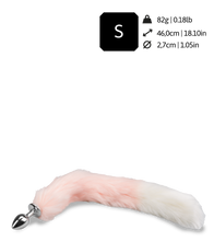 Load image into Gallery viewer, Foxtail-Buttplug aus rosa-weißem Kunstfell
