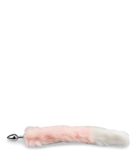Load image into Gallery viewer, Foxtail-Buttplug aus rosa-weißem Kunstfell