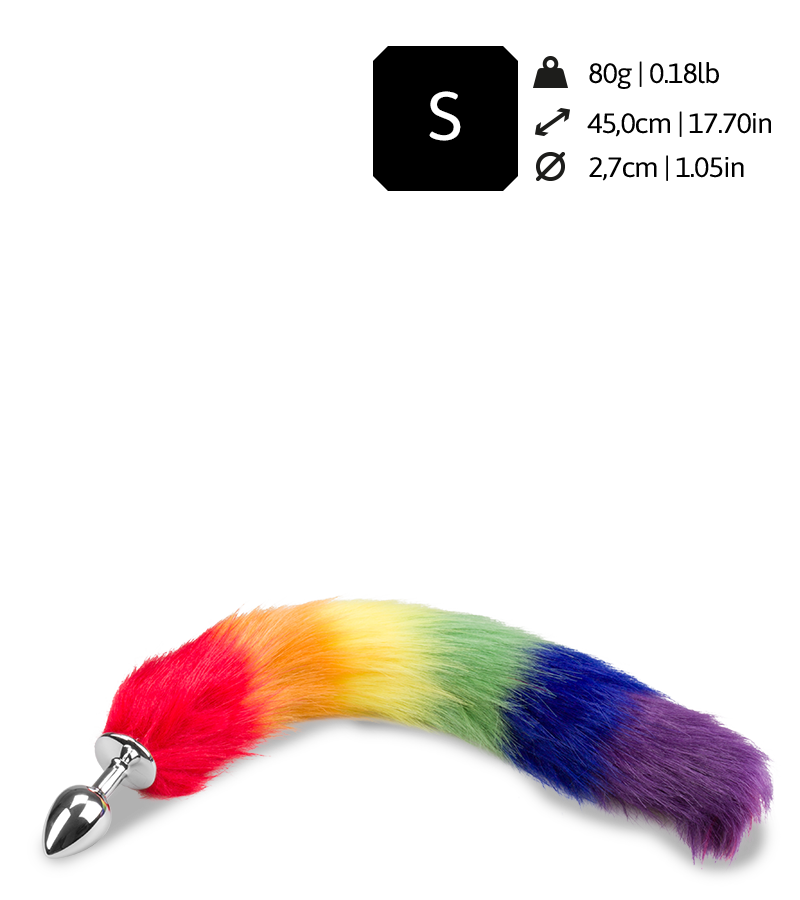 Fuchsschwanz-Plug in Regenbogenfarben Pride