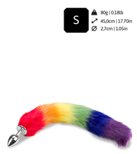 Load image into Gallery viewer, Fuchsschwanz-Plug in Regenbogenfarben Pride