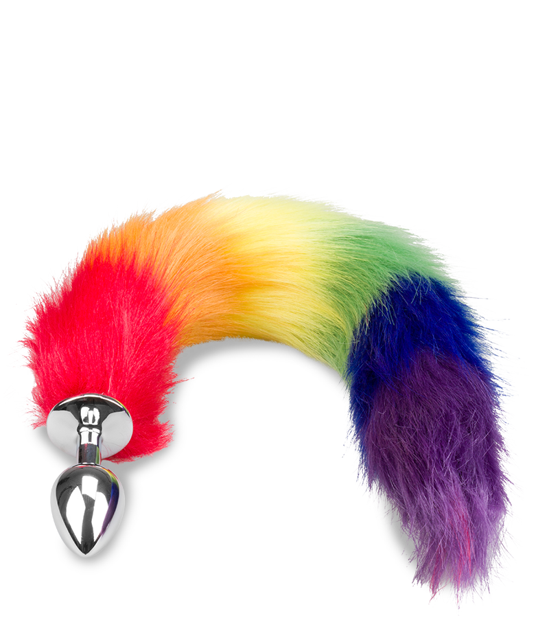 Fuchsschwanz-Plug in Regenbogenfarben Pride