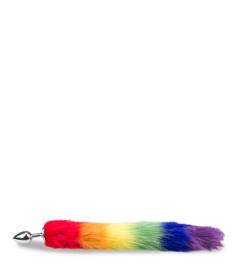 Fuchsschwanz-Plug in Regenbogenfarben Pride