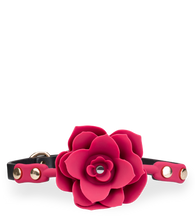 Load image into Gallery viewer, Gagball aus Silikon und Kunstleder mit Rosen-Dekor