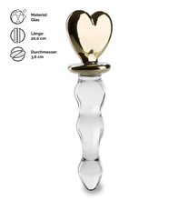 Load image into Gallery viewer, Glasdildo Golden Heart