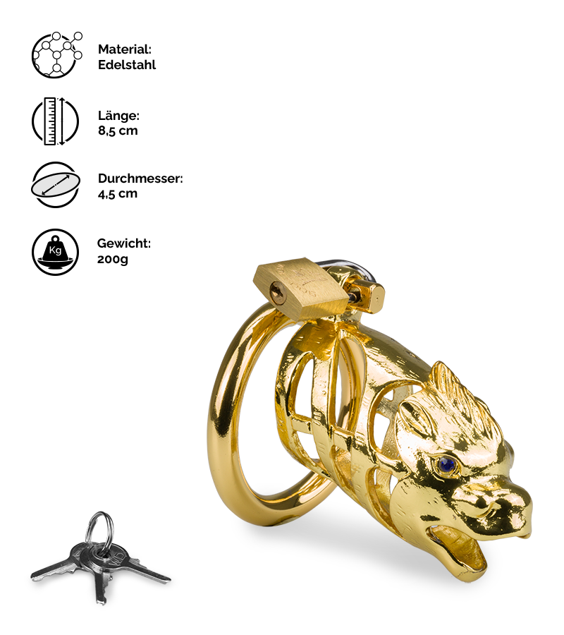 Goldfarbener Peniskäfig chinesisches Sternzeichen Drache