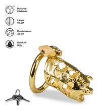 Load image into Gallery viewer, Keuschheitskäfig chinesisches Sternzeichen goldener Büffel