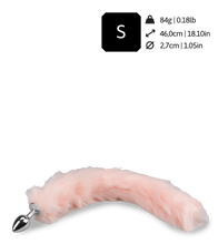 Load image into Gallery viewer, Metall-Plug mit rosa Foxtail aus Kunstfell