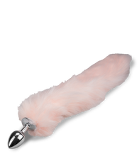Load image into Gallery viewer, Metall-Plug mit rosa Foxtail aus Kunstfell