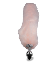 Load image into Gallery viewer, Metall-Plug mit rosa Foxtail aus Kunstfell