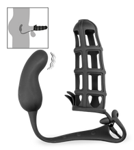 Load image into Gallery viewer, Peniskäfig mit Hodenring und Analvibrator