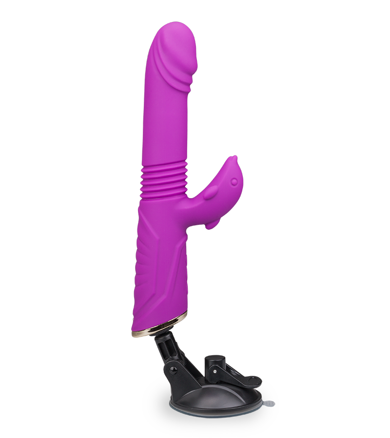 Rabbit-Vibrator mit Stoßfunktion und Saugnapf Flip