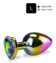 Load image into Gallery viewer, Regenbogenfarbener Rosebud-Analschmuck in Herzform M